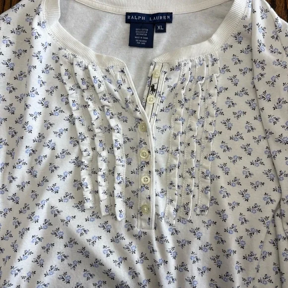Ralph Lauren Floral Nightgown Ditzy Cottagecore Longsleeve Cotton Size XL - Picture 5 of 14